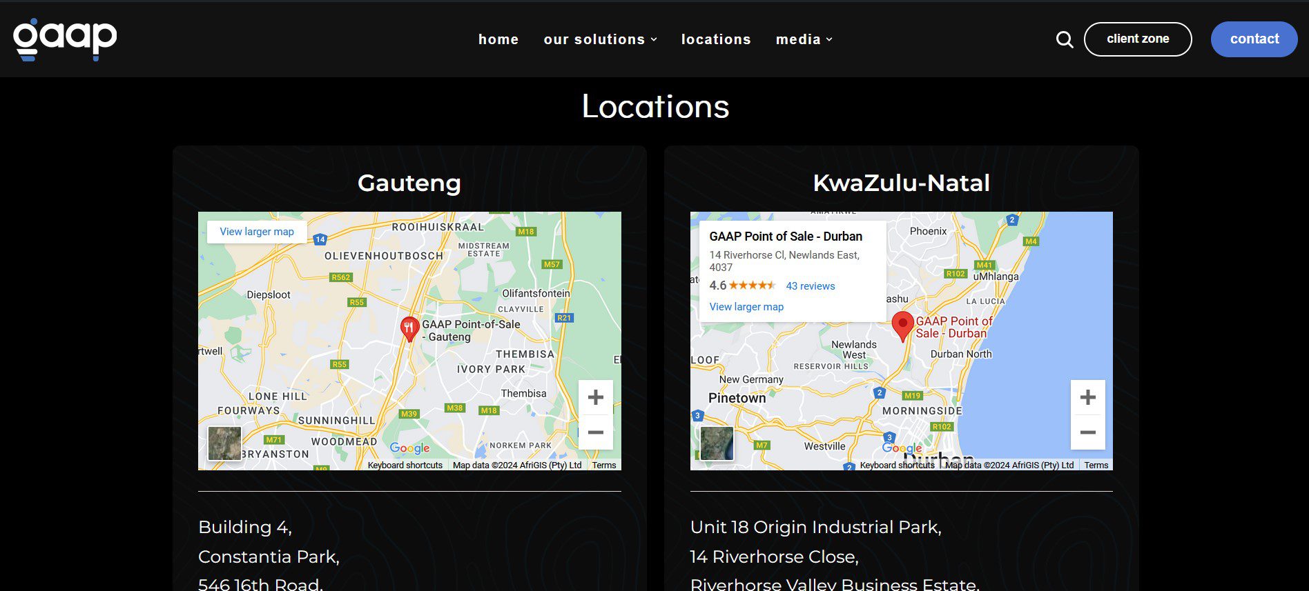 Locations - GAAP Point-of-Sale