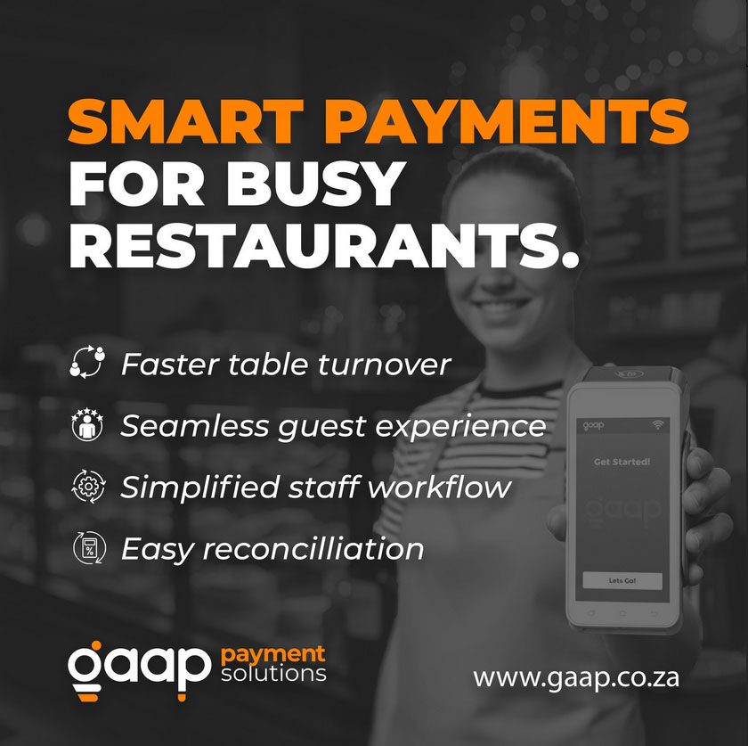 Restaurant payment solution features including faster table turnover, seamless guest experience, simplified staff workflow, and easy reconciliation