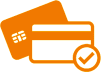 Credit card icon with check mark for secure payment approval